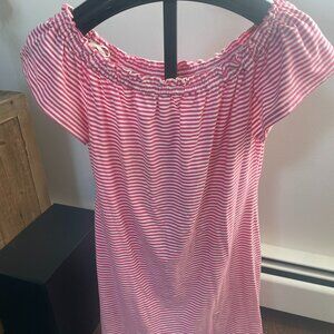 Vineyard Vines Dress - Pink Striped Off the Shoulder Mini